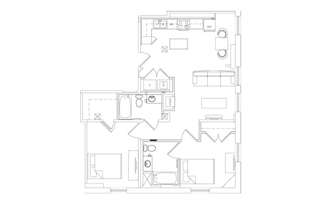 2 beds, 2 baths, 882 sqft, $1,550, Unit 206