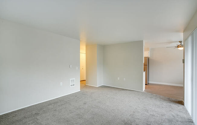 Living room near patio and kitchen