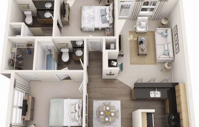 The Seaport Floor Plan at Harbour Breeze Apartments