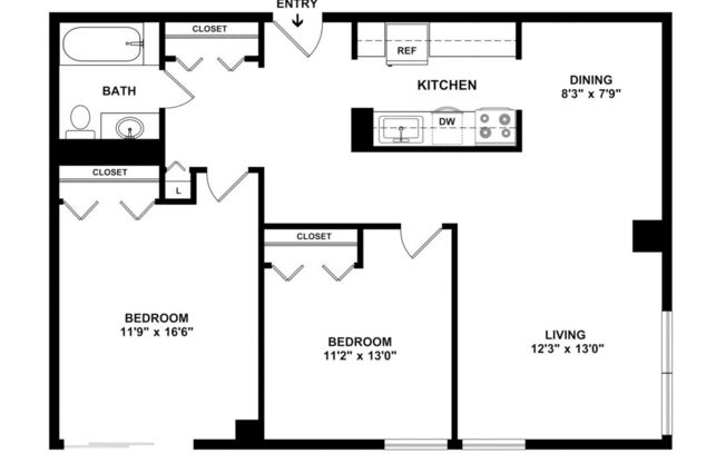 2 beds, 1 bath, 897 sqft, $3,400