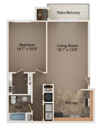 1 bed, 1 bath, 796 sqft, $1,284