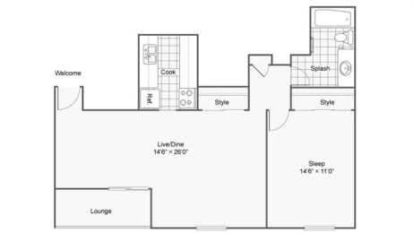 1 bed, 1 bath, 700 sqft, $1,315