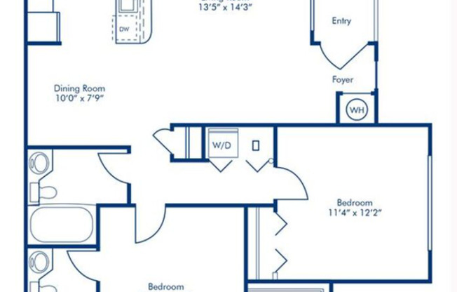 2 beds, 2 baths, 888 sqft, $1,693