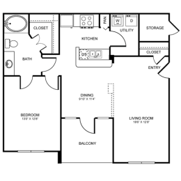 1 bed, 1 bath, 803 sqft, $1,219