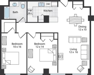 2 beds, 1 bath, 1,026 sqft, $1,060