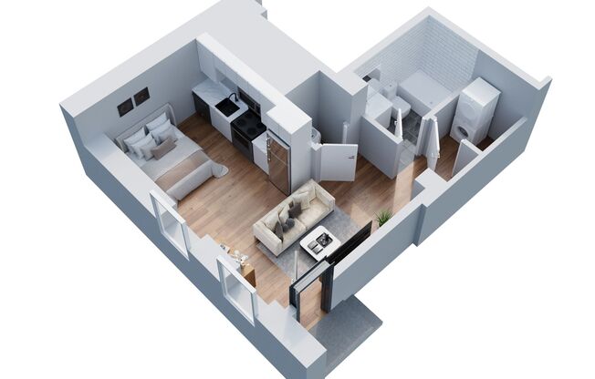 Studio, 1 bath, 336 sqft, $1,199, Unit 001