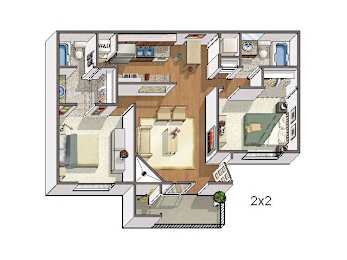 2 beds, 2 baths, 880 sqft, $1,368