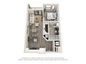 1 bed, 1 bath, 612 sqft, $1,590
