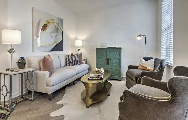Sophisticated Living Room at Residence at Tailrace Marina, North Carolina, 28120