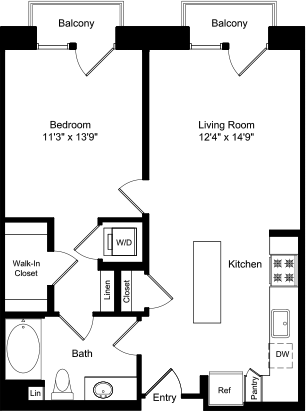 1 bed, 1 bath, 740 sqft, $3,014