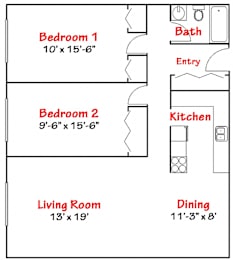 2 beds, 1 bath, 930 sqft, $1,450