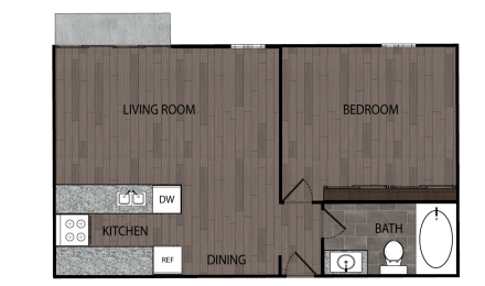 1 bed, 1 bath, 690 sqft, $2,400