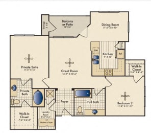 2 beds, 2 baths, 1,120 sqft, $1,405