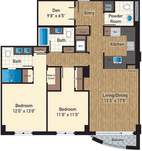 2 beds, 2 baths, 1,284 sqft, $3,924, Unit 803