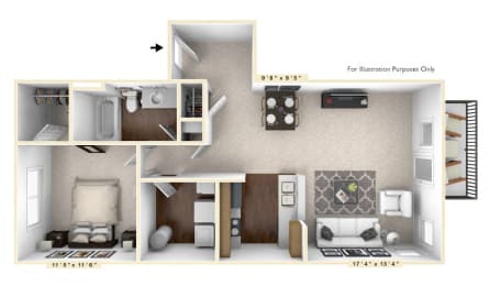 1 bed, 1 bath, 802 sqft, $1,464