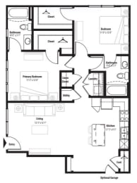 2 beds, 2 baths, 1,062 sqft, $2,233