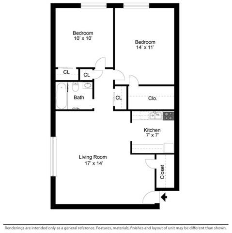 2 beds, 1 bath, 750 sqft, $946