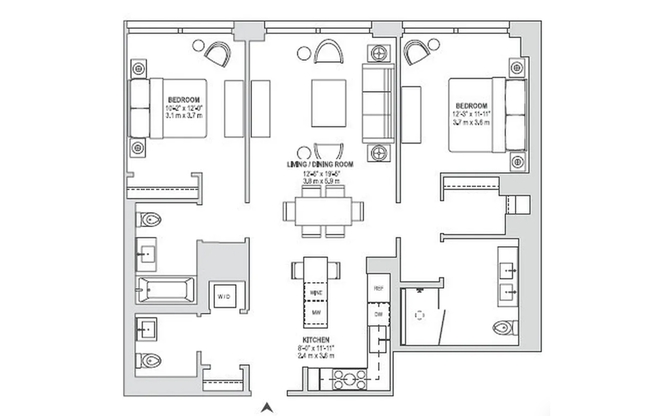 2 beds, 2.5 baths, 1,160 sqft, $13,900, Unit N3D