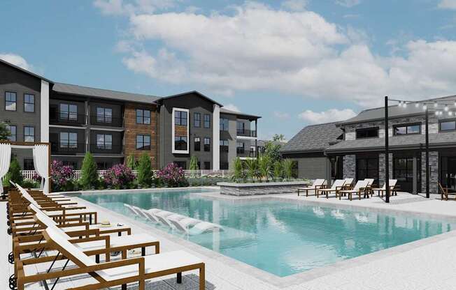 Pool With Sundecks at The Liliana Apartment Homes, Pooler Georgia
