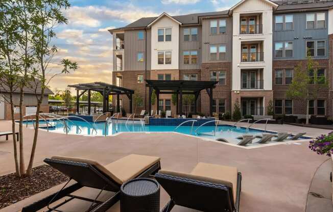 Resort Style Swimming Pool with Chaise Lounges