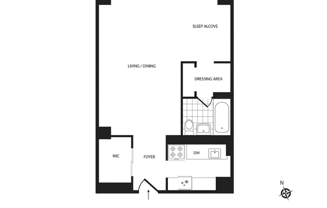 1 bed, 1 bath, 579 sqft, $3,800, Unit 14E