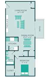 1 bed, 1 bath, 743 sqft, $985
