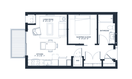 1 bed, 1 bath, 544 sqft, $1,246