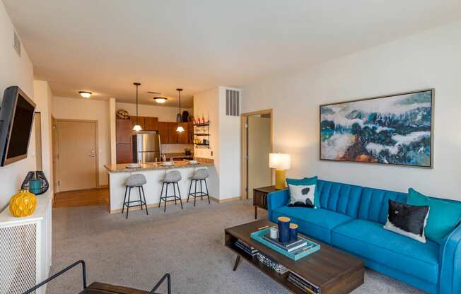 Kitchen and Living Room at The Enclave Luxury Apartments