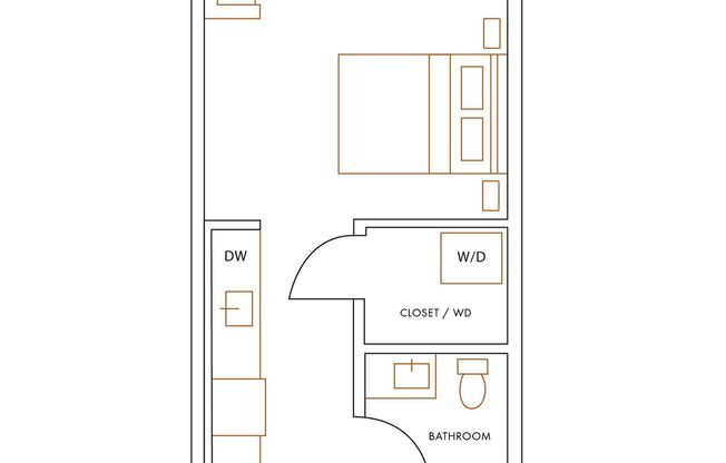 Studio, 1 bath, 518 sqft, $2,250, Unit 509