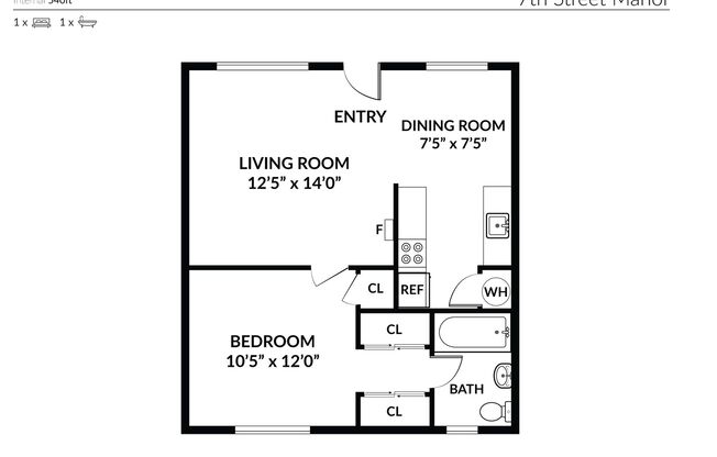 1 bed, 1 bath, 540 sqft, $1,035