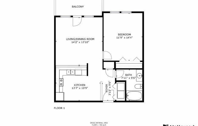 1 bed, 1 bath, 709 sqft, $945, Unit 207