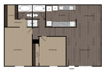2 beds, 2 baths, 965 sqft, $1,395