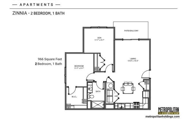 2 beds, 1 bath, 966 sqft, $1,443, Unit 4073LL