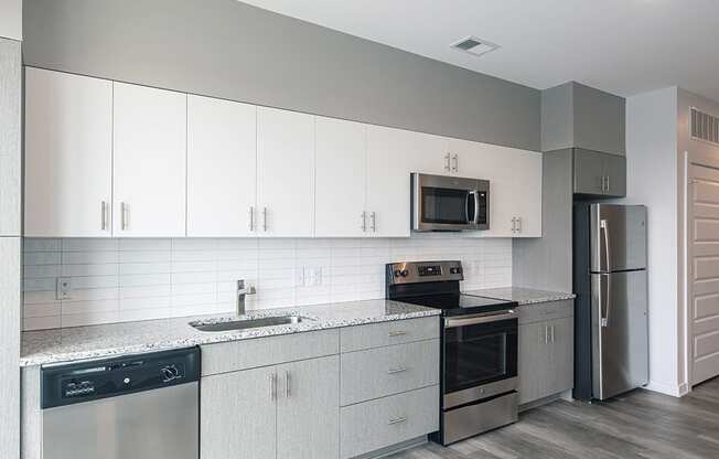 Kitchen in the one bedroom apartment at Helix