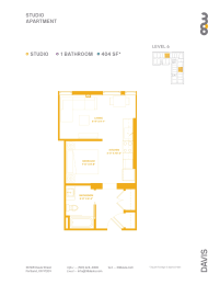 Studio, 1 bath, 434 sqft, $1,199