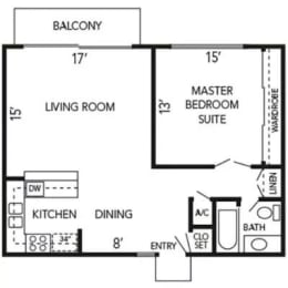 1 bed, 1 bath, 740 sqft, $2,365