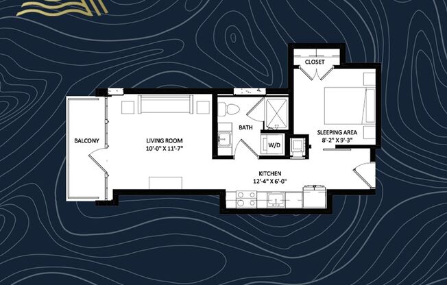 Studio, 1 bath, 489 sqft, $1,825, Unit #1006