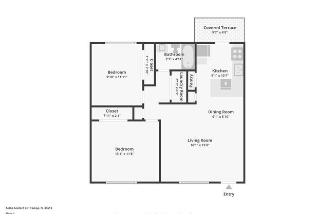 2 beds, 1 bath, 812 sqft, $1,400, Unit 71202