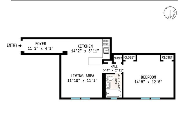 1 bed, 1 bath, $2,200, Unit 1C