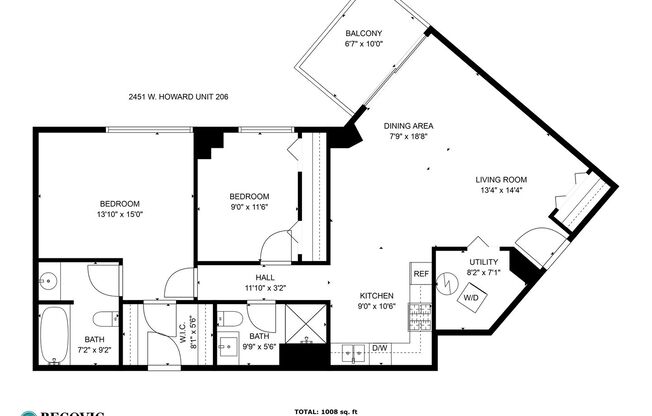 2 beds, 2 baths, 900 sqft, $2,450, Unit 206
