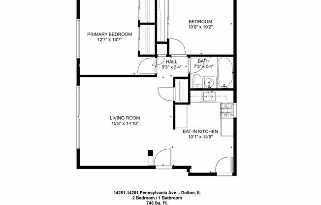 2 beds, 1 bath, $1,400, Unit 14261-10