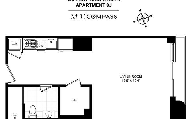 Studio, 1 bath, $3,775, Unit 9J