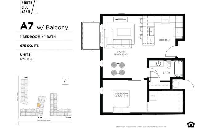 1 bed, 1 bath, 675 sqft, $1,500