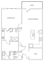 1 bed, 1.5 baths, 1,105 sqft, $2,540