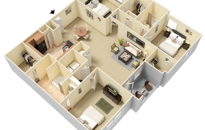 3 beds, 2 baths, 1,491 sqft, $1,640, Unit 1020