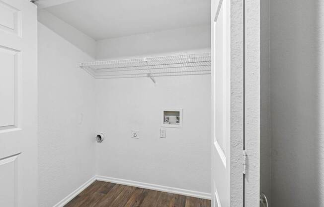 Copper Canyon Apartments in Bedford, TX, unit B1 Washer Dryer Connection Closet