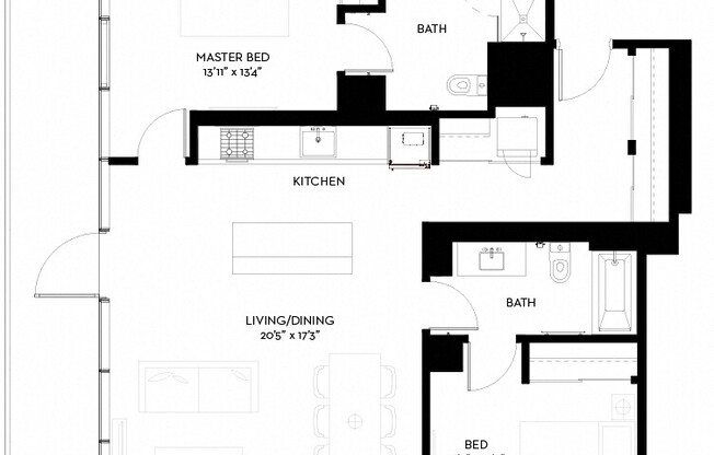 2 beds, 2 baths, $5,353