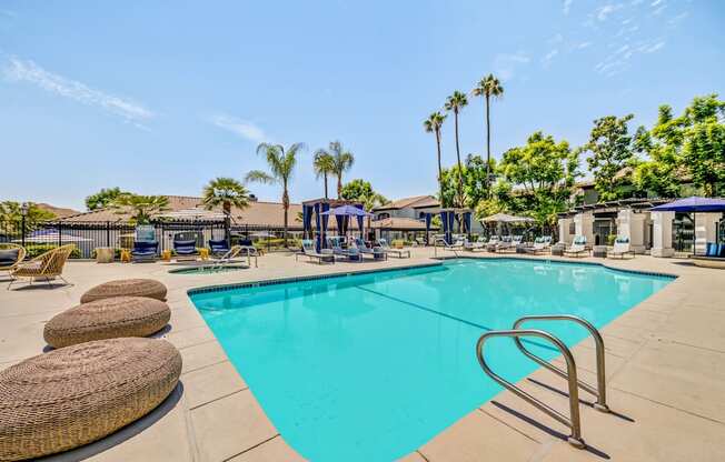 Resort Style Pool and Sun Deck at The Hills at Quail Run in Riverside, California