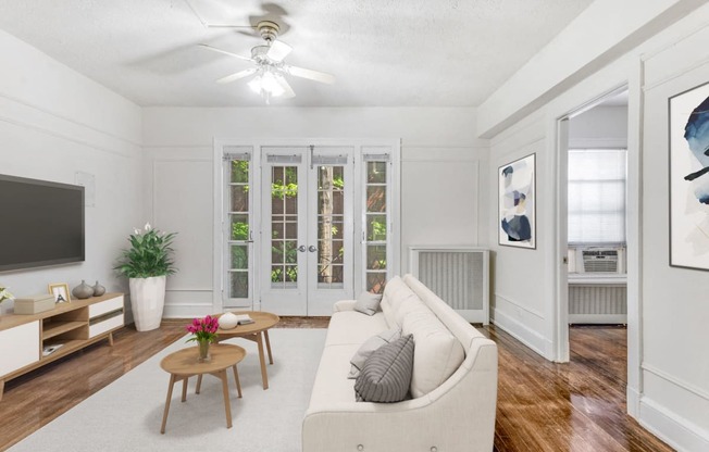 Living Room With TV at Highview and Castle Manor, Washington, 20009