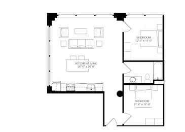 2 beds, 1 bath, 807 sqft, $1,565